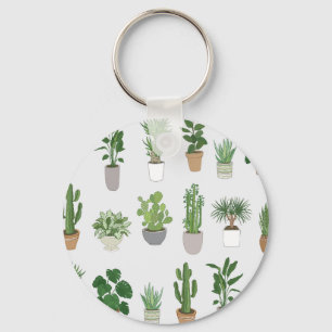 Chaveiro Plantas caseiras, padrão de rabisco de vintage