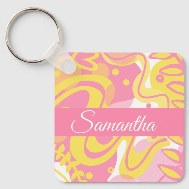 Chaveiro Plantas de espiral amarelas (Frente)