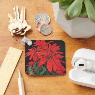 Chaveiro Plantas Flores de Poinsettia Vermelhas de Natal An