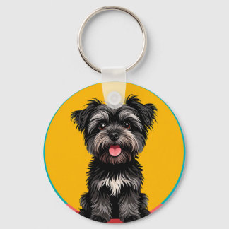 Chaveiro Playful Black And Gray Terrier Puppy Portrait