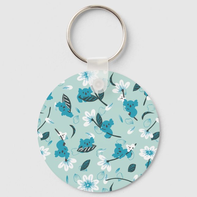 Chaveiro Playful Koala Pattern Cute Animal e Nature Art (Frente)