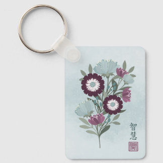 Chaveiro Plum gerbera daisy blue floral buquê asiático