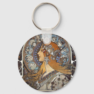 Chaveiro Plume Zodíaco Mulher de Alphonse Mucha - Art Nouv