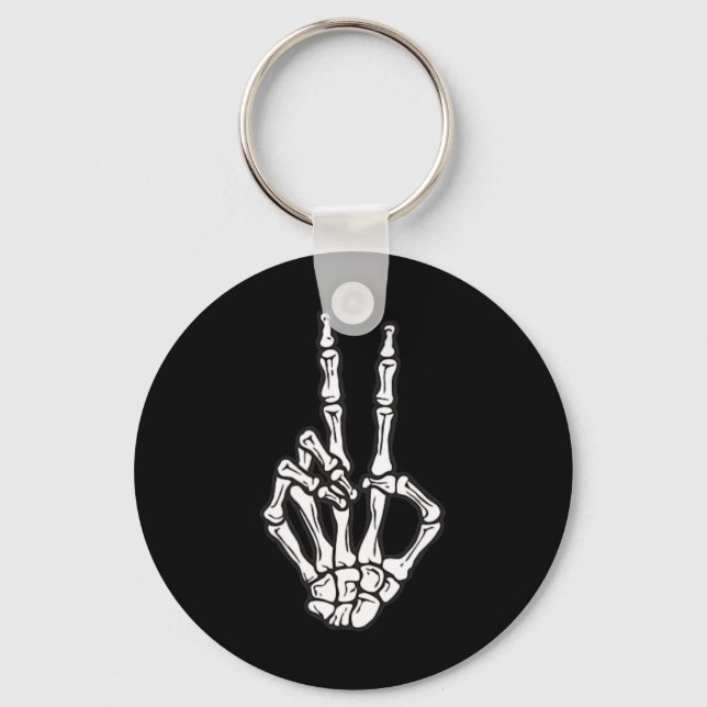Chaveiro Pocket Skeleton - Sinal de Paz de Mão Halloween Hi (Frente)