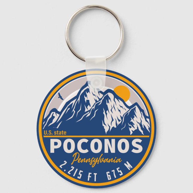 Chaveiro Poconos Pensilvânia PA Mountain Retro Gift (Frente)