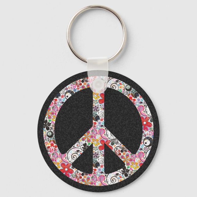 Chaveiro Poder Floral Paz I | respingo preto (Frente)