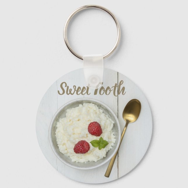 Chaveiro Podim de arroz doce com framboesas sobremesa (Frente)