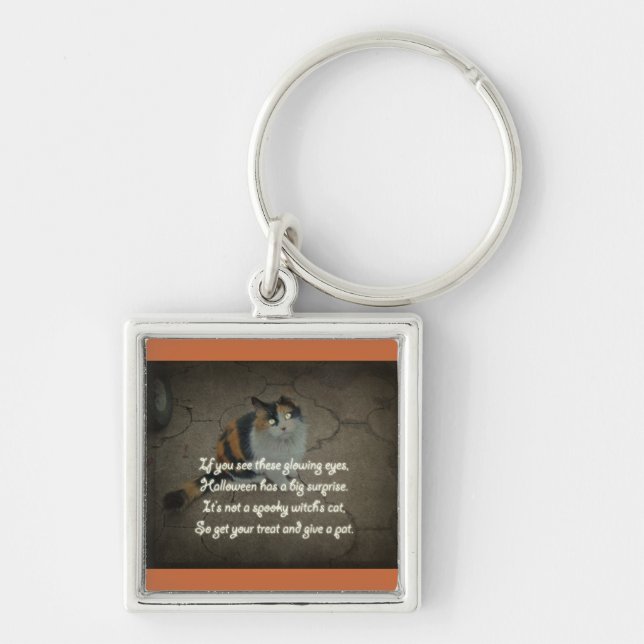 Chaveiro Poema de Halloween - Calico Cat (Frente)