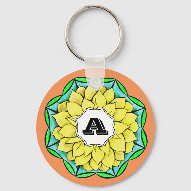 Chaveiro POINSÉTIA MODERNA no AMARELO (Frente)