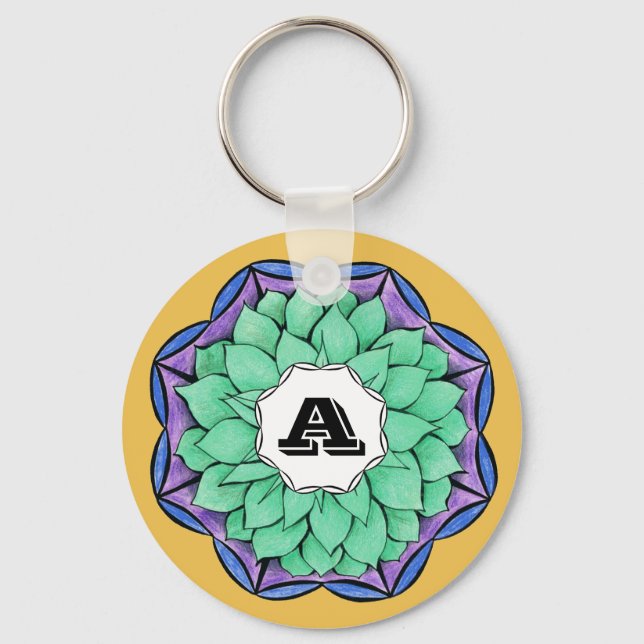 Chaveiro POINSÉTIA MODERNA no AZUL (Frente)