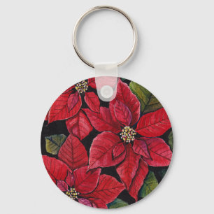 Chaveiro Poinsettia Vibrante Em Aquarela