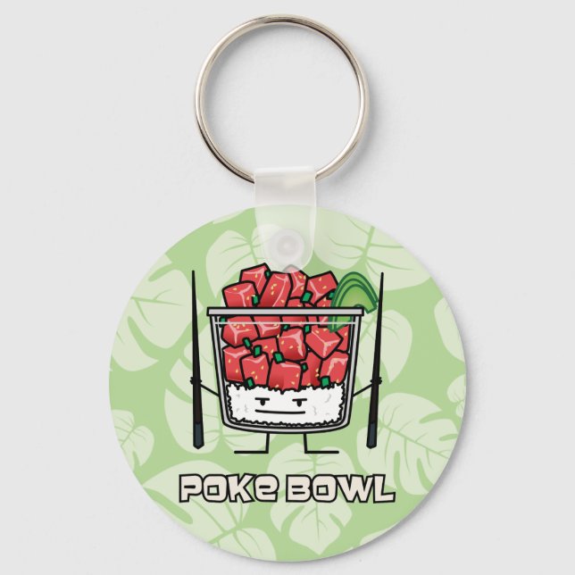 Chaveiro Poke bowl Hawaii salada de peixe cru chopsticks ak (Frente)