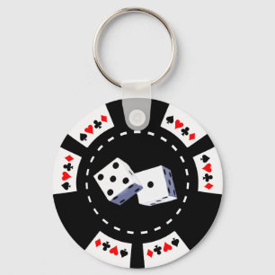 CHAVEIRO POKER CHIP COM ORNAMENTO DE DICE