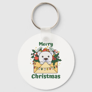 Chaveiro Polar Bear - Letra de Natal dos Animais de inverno