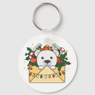 Chaveiro Polar Bear - Letra natalícia Animais de inverno Po