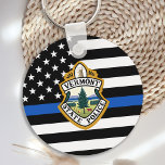 Chaveiro Polícia de logotipo personalizado do Departamento<br><div class="desc">Chaveiro do Departamento de Polícia de Linha Azul - bandeira americana em cores de bandeira policial, design azul e preto moderno. Personalize com o logotipo do seu departamento e personalize com o nome dos policiais. Esta chaveiro personalizada é perfeita para departamentos de polícia e polícias, ideias promocionais ou presentes para...</div>