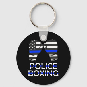 Chaveiro Policial Boxando Linha Azul Luvas Esportivas Prese
