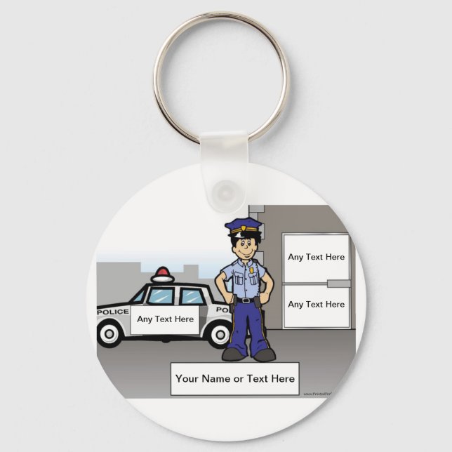 Chaveiro Policial Personalizado - Cartoon Masculino (Frente)