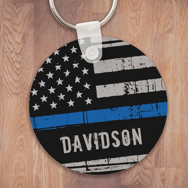 Chaveiro Policial Thin Blue Line Personalizado (Criador carregado)