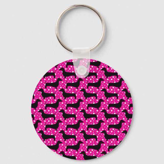 Chaveiro Polka Dachshances Rosa (Frente)