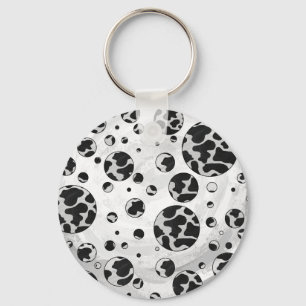 Chaveiro Polka Dot Cow Black and White Print