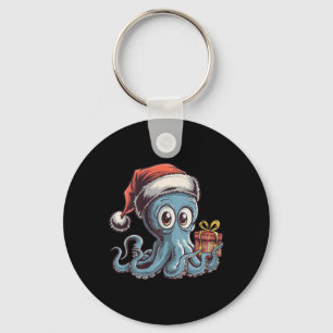 Chaveiro Polvo De Natal Engraçado Com Papai Noel Para Octop