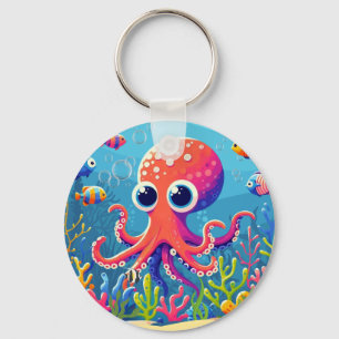 Chaveiro polvo fofo caribenho/tropical/havaiano