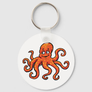 Chaveiro Polvo Laranja Desenho Animado Oceano Criatura Mari