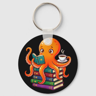 Chaveiro Polvo livro leitura café amante oceano engraçado