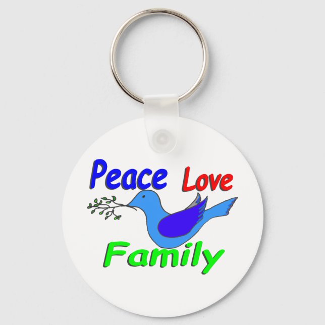 Chaveiro pomba com ramificação FAMÍLIA DE AMOR DA PAZ (Frente)