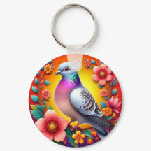 Pombo Colorido Cercado por Flores Vibrantes