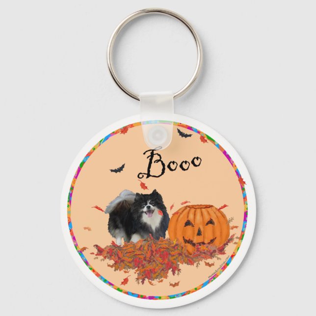 Chaveiro Pomerânia Preto Halloween (Frente)