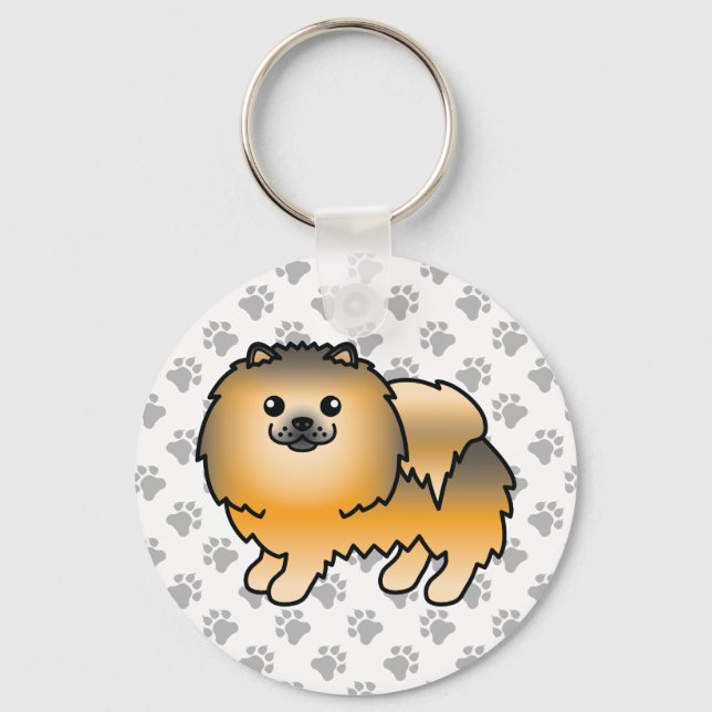 Chaveiro Pomerânia Sable Laranja Cachorro de Desenho Animad (Frente)