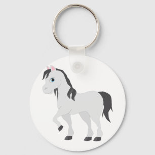Chaveiro Pônei Cinza Fofo Desenho Animado Cavalo Caprichoso