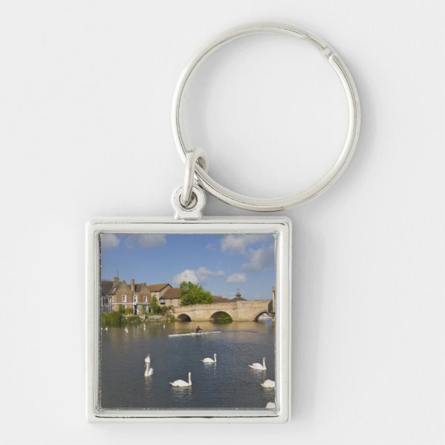 Chaveiro Ponte de arco de pedra e Rio Ouse, St Ives, (Frente)