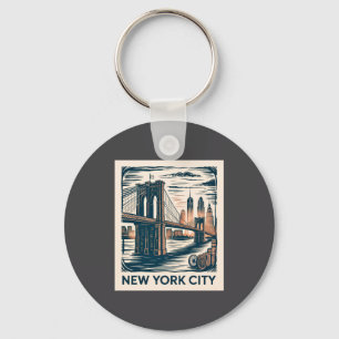 Chaveiro Ponte de Brooklyn da Cidade de Nova York Bold Retr