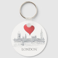 Ponte Londres Big Ben Skyline com Red Heart