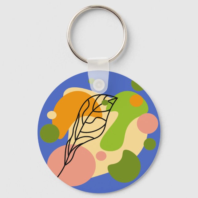 Chaveiro Pontos de abstrato interessantes com folhas (Frente)