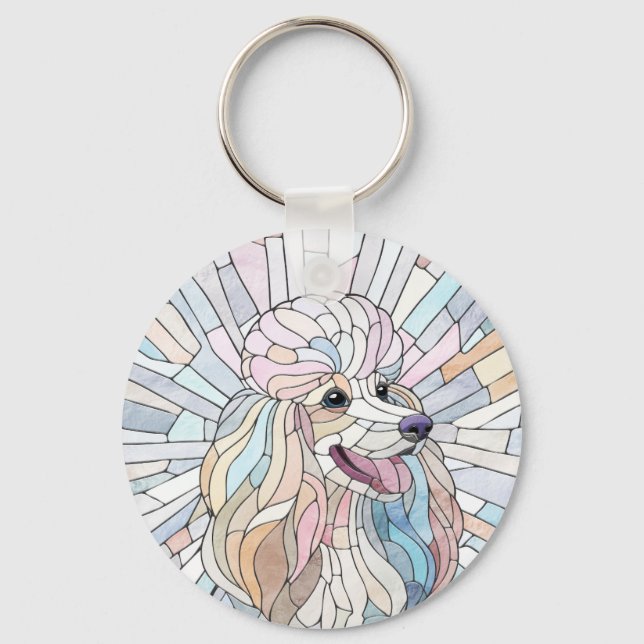 Chaveiro Poodle - arte mosaica pastel (Frente)