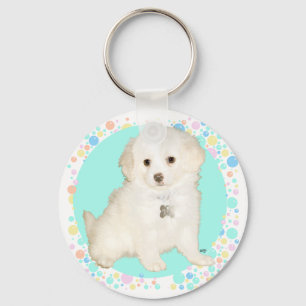 Chaveiro Poodle / Bichon Mix Puppy Celebra a Vida