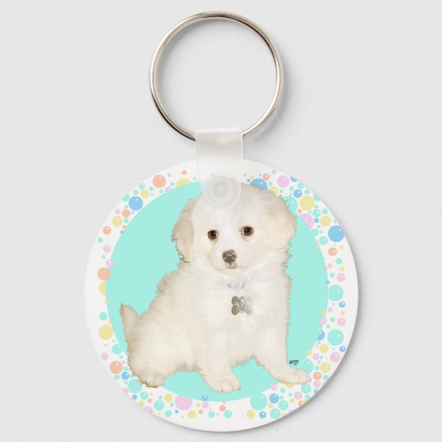 Chaveiro Poodle / Bichon Mix Puppy Celebra a Vida (Frente)