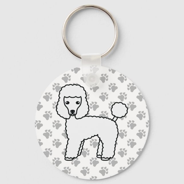 Chaveiro Poodle Branco de Brinquedo Cachorro de Desenho Ani (Frente)