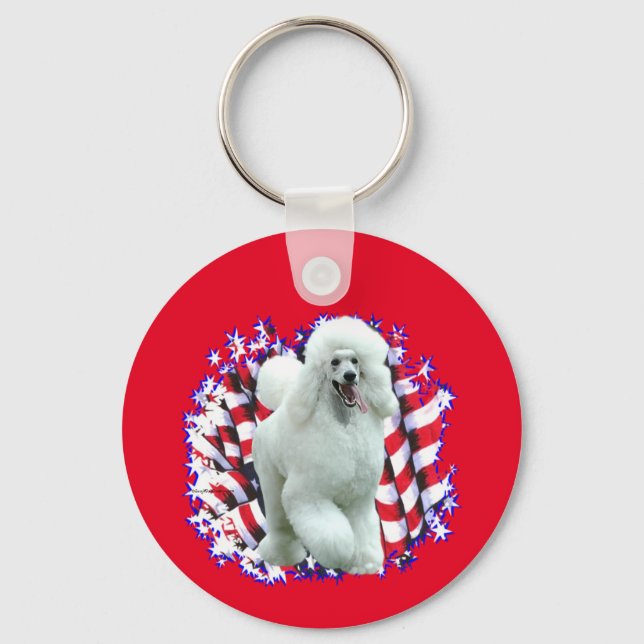 Chaveiro Poodle (branco) Patriot (Frente)