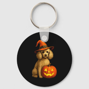 Chaveiro Poodle Halloween Abóbora Bruxa Cão Arte Família