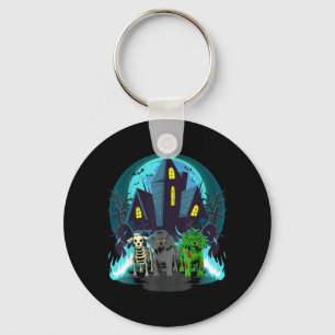 Chaveiro Poodles de Halloween Esqueleto Zumbi Poodle Preto