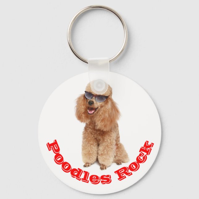 Chaveiro Poodles Rock! Apricot Miniatura Poodle Puppy Cão (Frente)