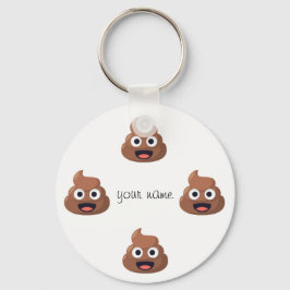 Chaveiro Poop Emoji Face e '' Seu Nome Aqui "
