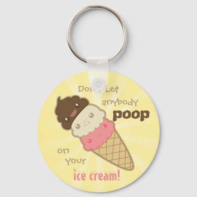 Chaveiro Poop Motivacional no Sorvete (Frente)