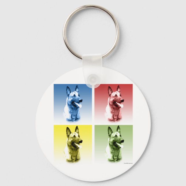 Chaveiro Pop Art belga Malinois (Frente)