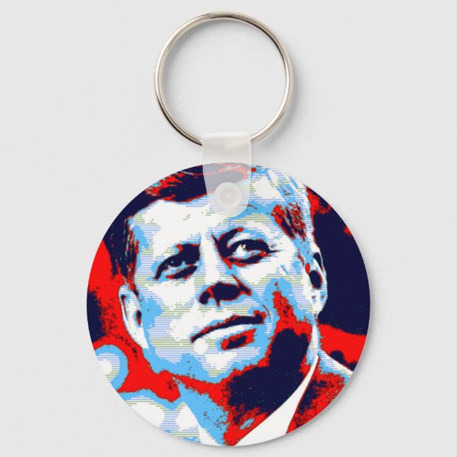 Chaveiro Pop Art JFK John F. Kennedy Red Blue (Frente)